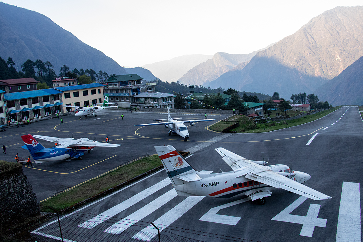 A flight taking off at Lukla Aiporrt